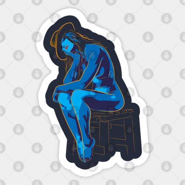 Body art in blue Sticker by Sauher